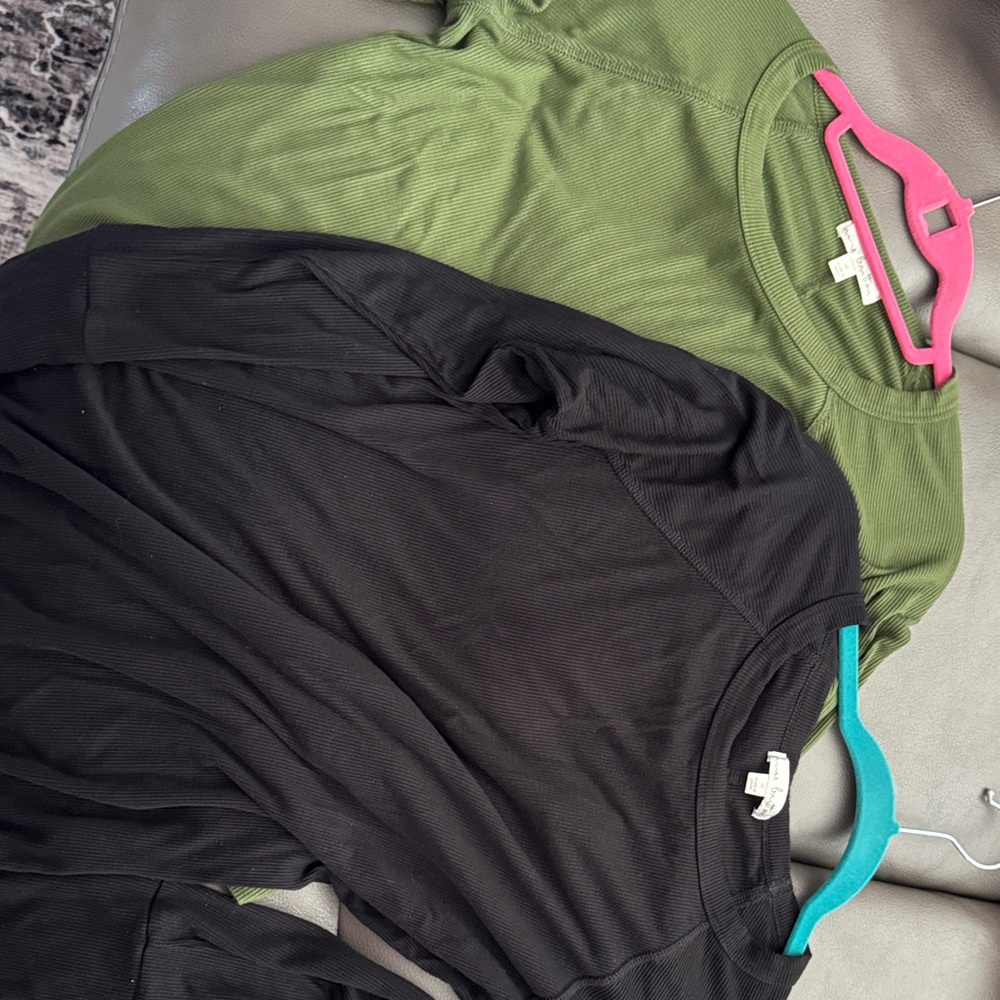 Olive Green & Black Women's Long Sleeve Top - M